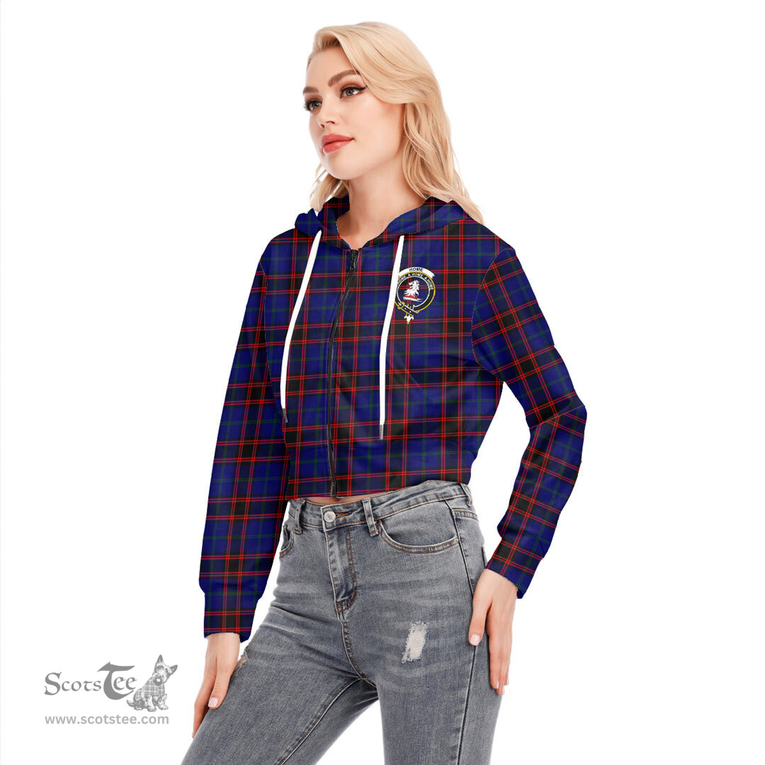 ScotsTee Shop Scottish Home Modern Clan Crest Tartan Womens Cropped Zip Up Hoodie