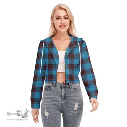 ScotsTee Shop Scottish Home Ancient Clan Tartan Womens Cropped Zip Up Hoodie