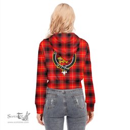 ScotsTee Shop Scottish MacIver Modern Clan Crest Tartan Womens Cropped Zip Up Hoodie