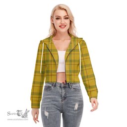ScotsTee Shop Scottish Houston Clan Tartan Womens Cropped Zip Up Hoodie
