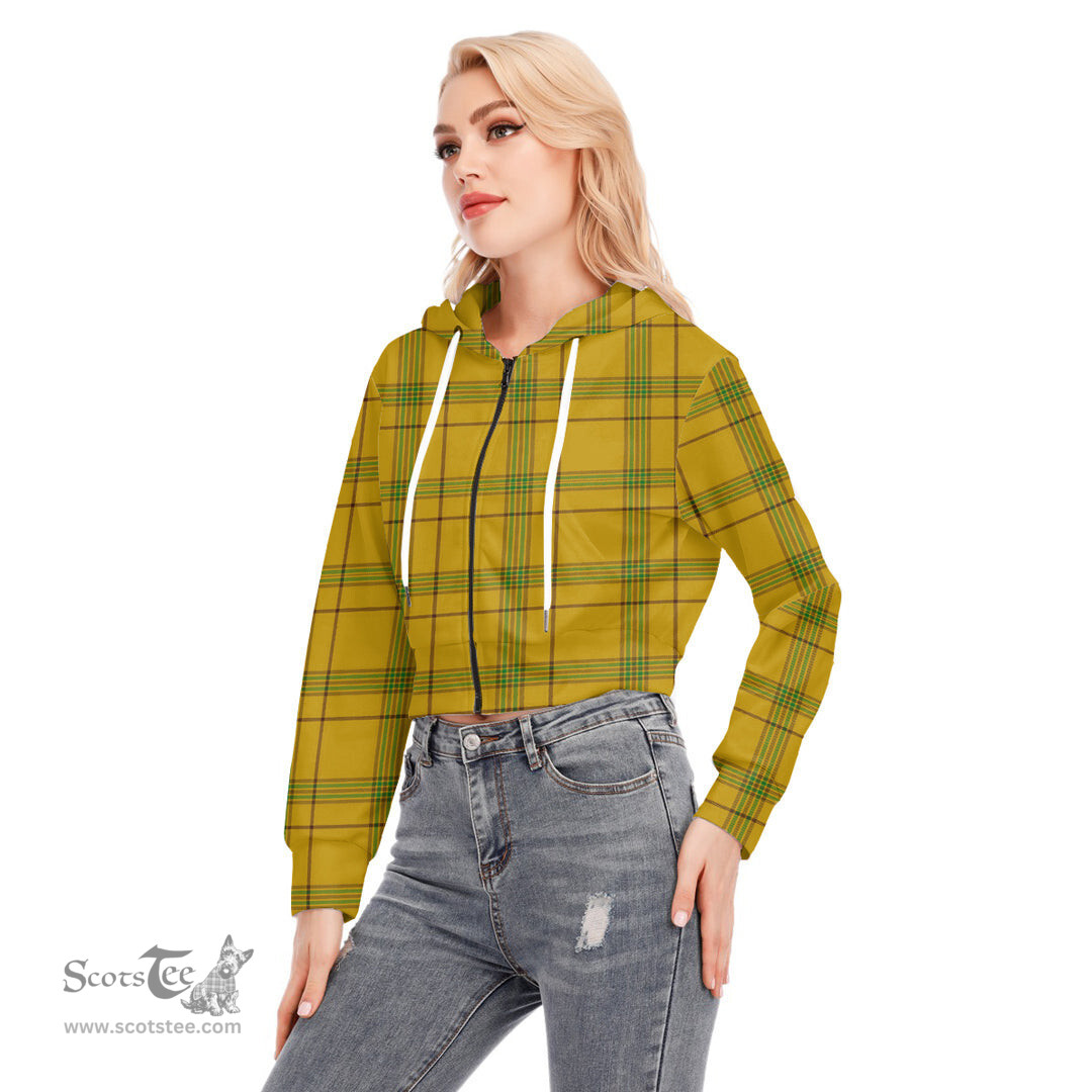 ScotsTee Shop Scottish Houston Clan Tartan Womens Cropped Zip Up Hoodie