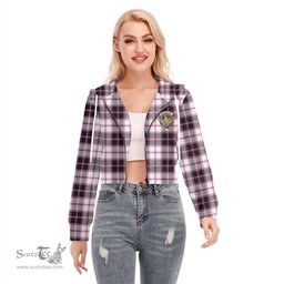 ScotsTee Shop Scottish MacPherson Hunting Modern Clan Crest Tartan Womens Cropped Zip Up Hoodie