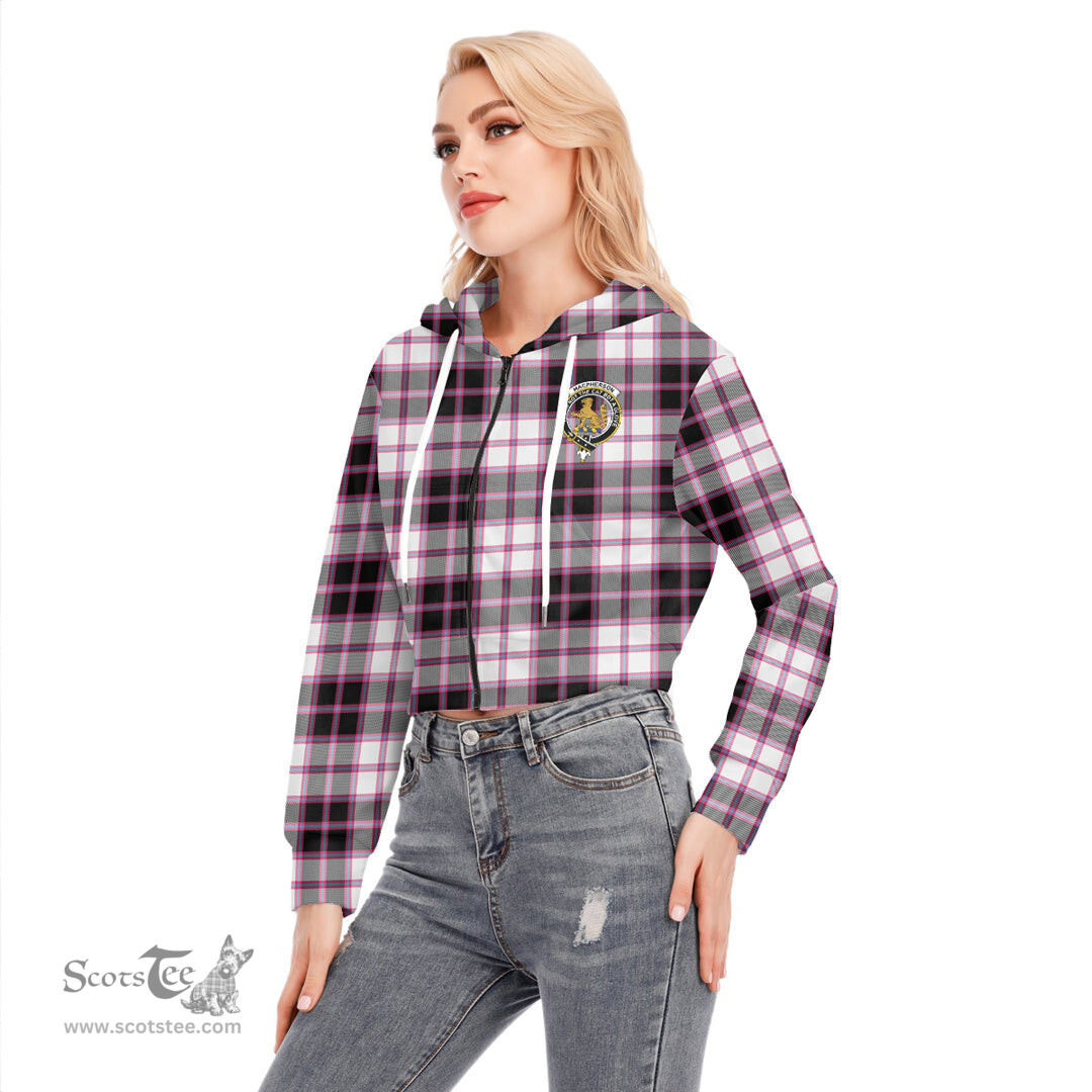 ScotsTee Shop Scottish MacPherson Hunting Modern Clan Crest Tartan Womens Cropped Zip Up Hoodie