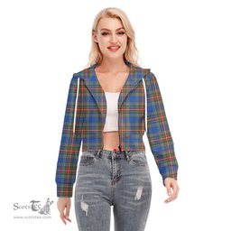 ScotsTee Shop Scottish MacBeth Ancient Clan Tartan Womens Cropped Zip Up Hoodie