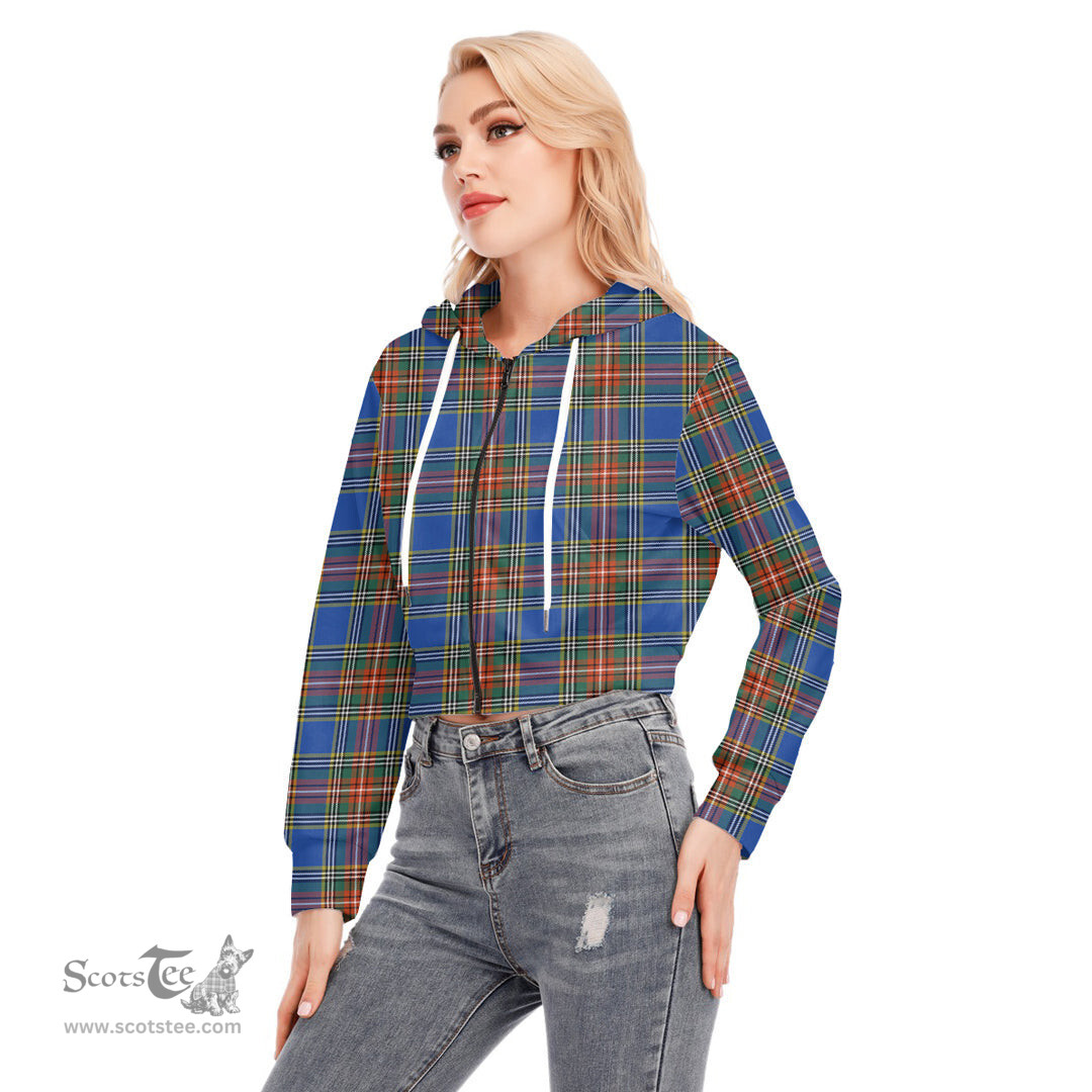 ScotsTee Shop Scottish MacBeth Ancient Clan Tartan Womens Cropped Zip Up Hoodie