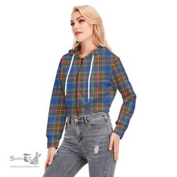 ScotsTee Shop Scottish MacBeth Ancient Clan Tartan Womens Cropped Zip Up Hoodie