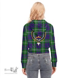 ScotsTee Shop Scottish MacIntyre Hunting Modern Clan Crest Tartan Womens Cropped Zip Up Hoodie
