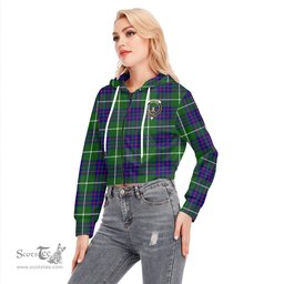 ScotsTee Shop Scottish MacIntyre Hunting Modern Clan Crest Tartan Womens Cropped Zip Up Hoodie