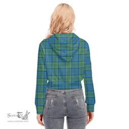 ScotsTee Shop Scottish Lockhart Clan Tartan Womens Cropped Zip Up Hoodie