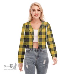 ScotsTee Shop Scottish MacLeod of Lewis Ancient Clan Tartan Womens Cropped Zip Up Hoodie