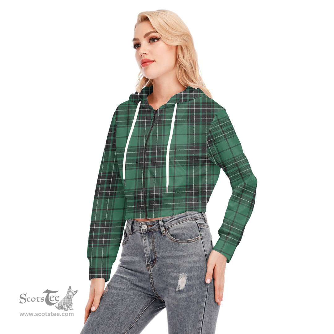 ScotsTee Shop Scottish MacLean Hunting Ancient Clan Tartan Womens Cropped Zip Up Hoodie