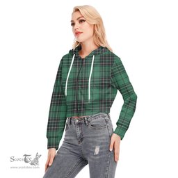 ScotsTee Shop Scottish MacLean Hunting Ancient Clan Tartan Womens Cropped Zip Up Hoodie