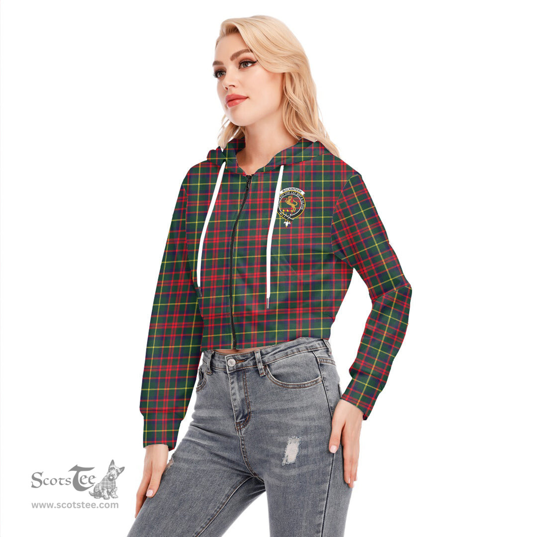ScotsTee Shop Scottish MacKintosh Hunting Modern Clan Crest Tartan Womens Cropped Zip Up Hoodie