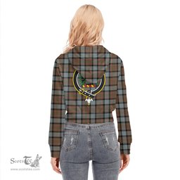 ScotsTee Shop Scottish MacLaren Weathered Clan Crest Tartan Womens Cropped Zip Up Hoodie