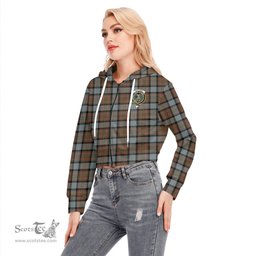 ScotsTee Shop Scottish MacLaren Weathered Clan Crest Tartan Womens Cropped Zip Up Hoodie