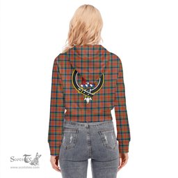 ScotsTee Shop Scottish MacNaughton Ancient Clan Crest Tartan Womens Cropped Zip Up Hoodie