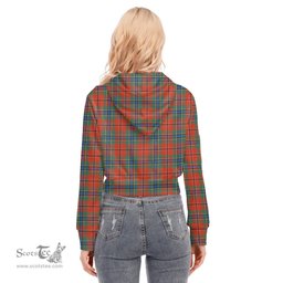 ScotsTee Shop Scottish MacLean of Duart Ancient Clan Tartan Womens Cropped Zip Up Hoodie