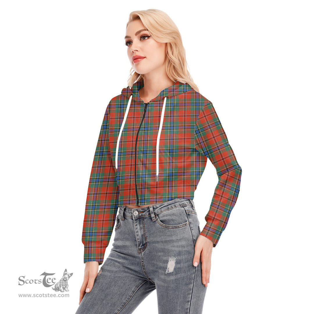 ScotsTee Shop Scottish MacLean of Duart Ancient Clan Tartan Womens Cropped Zip Up Hoodie