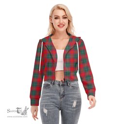 ScotsTee Shop Scottish MacPhail Clan Clan Tartan Womens Cropped Zip Up Hoodie