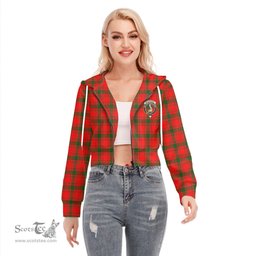 ScotsTee Shop Scottish MacQuarrie Modern Clan Crest Tartan Womens Cropped Zip Up Hoodie