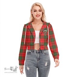 ScotsTee Shop Scottish MacAulay Modern Clan Crest Tartan Womens Cropped Zip Up Hoodie