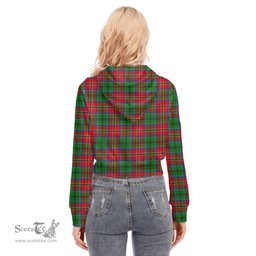 ScotsTee Shop Scottish McCulloch Clan Tartan Womens Cropped Zip Up Hoodie