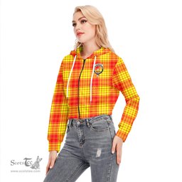 ScotsTee Shop Scottish MacMillan Clan Clan Crest Tartan Womens Cropped Zip Up Hoodie