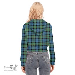 ScotsTee Shop Scottish MacEwen Ancient Clan Tartan Womens Cropped Zip Up Hoodie