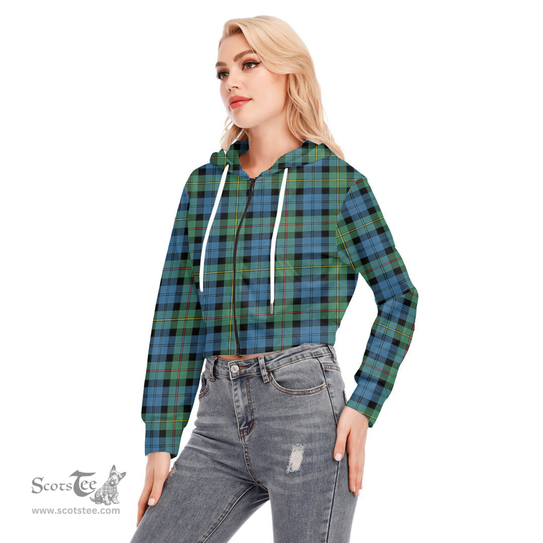 ScotsTee Shop Scottish MacEwen Ancient Clan Tartan Womens Cropped Zip Up Hoodie