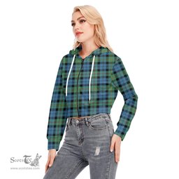 ScotsTee Shop Scottish MacEwen Ancient Clan Tartan Womens Cropped Zip Up Hoodie