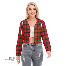 ScotsTee Shop Scottish MacNaughton Modern Clan Tartan Womens Cropped Zip Up Hoodie