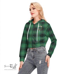 ScotsTee Shop Scottish MacArthur Ancient Clan Crest Tartan Womens Cropped Zip Up Hoodie