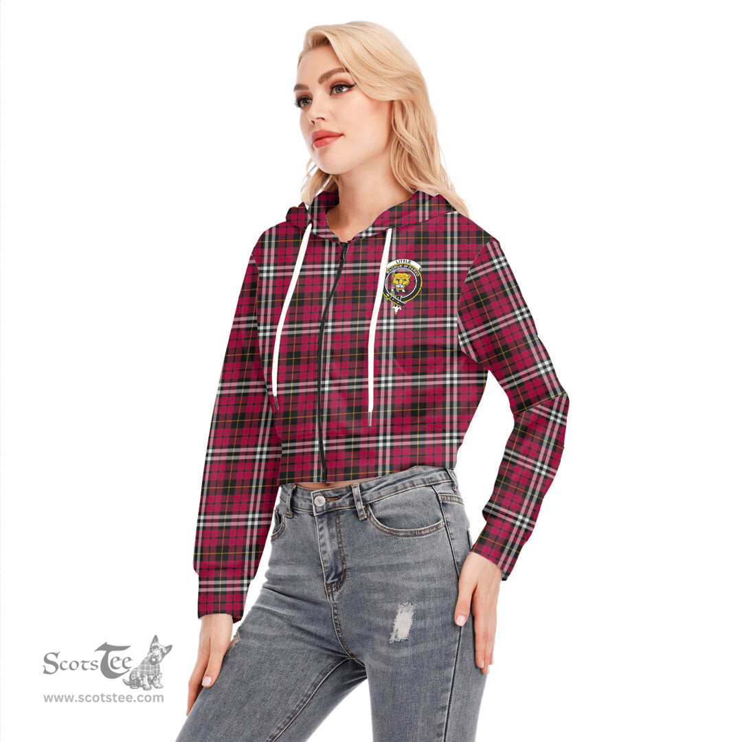ScotsTee Shop Scottish Little Clan Crest Tartan Womens Cropped Zip Up Hoodie