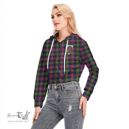 ScotsTee Shop Scottish Logan Modern Clan Crest Tartan Womens Cropped Zip Up Hoodie