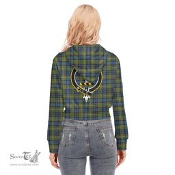 ScotsTee Shop Scottish MacLellan Ancient Clan Crest Tartan Womens Cropped Zip Up Hoodie