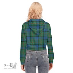 ScotsTee Shop Scottish Lauder Clan Tartan Womens Cropped Zip Up Hoodie