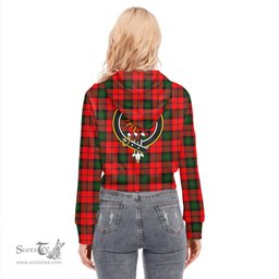 ScotsTee Shop Scottish Kerr Modern Clan Crest Tartan Womens Cropped Zip Up Hoodie