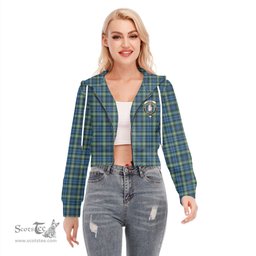 ScotsTee Shop Scottish Lamont Ancient Clan Crest Tartan Womens Cropped Zip Up Hoodie