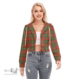 ScotsTee Shop Scottish Hay Ancient Clan Tartan Womens Cropped Zip Up Hoodie