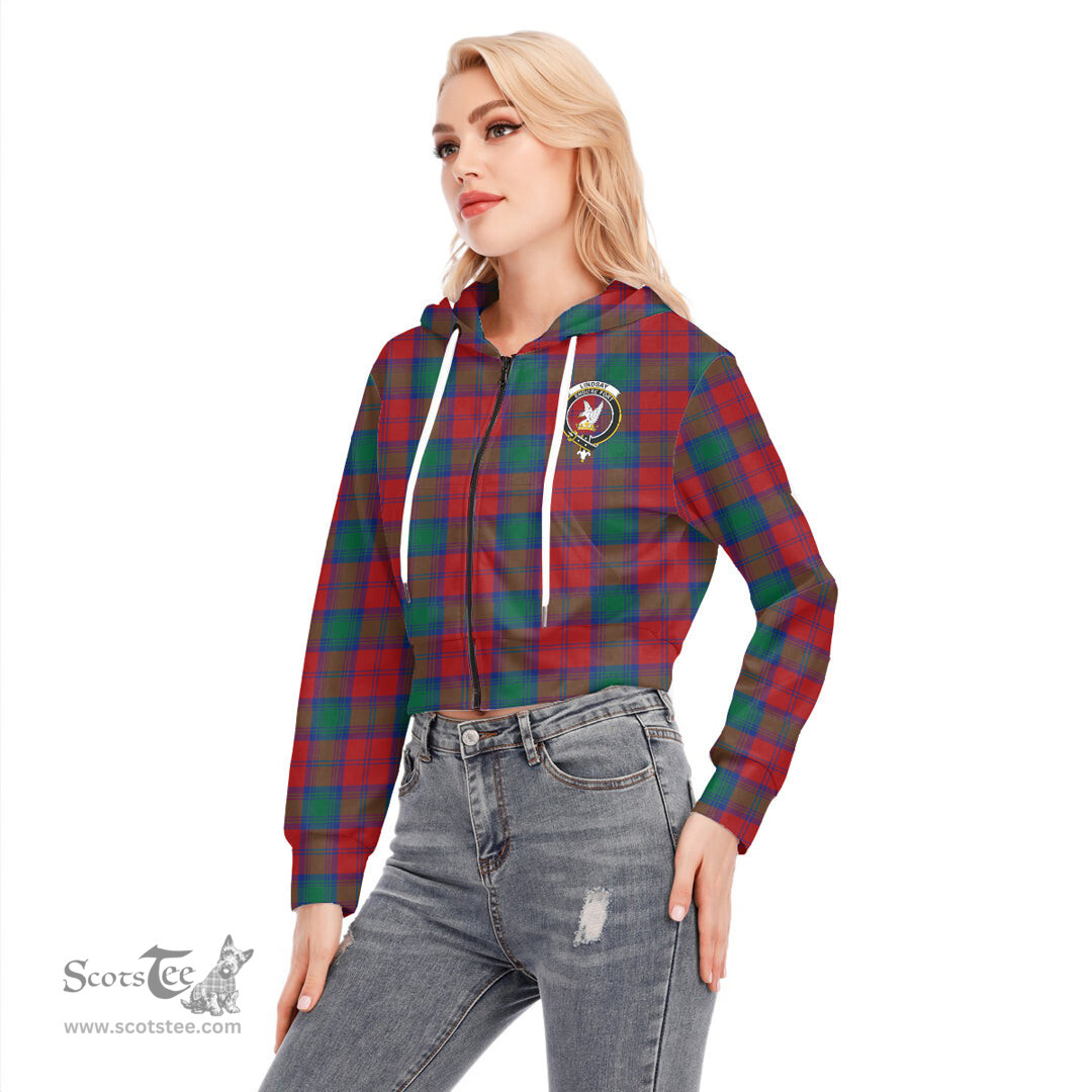 ScotsTee Shop Scottish Lindsay Modern Clan Crest Tartan Womens Cropped Zip Up Hoodie
