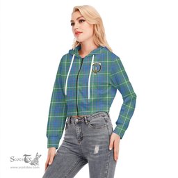 ScotsTee Shop Scottish MacIntyre Hunting Ancient Clan Crest Tartan Womens Cropped Zip Up Hoodie