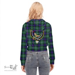 ScotsTee Shop Scottish MacDonald of the Isles Hunting Modern Clan Crest Tartan Womens Cropped Zip Up Hoodie