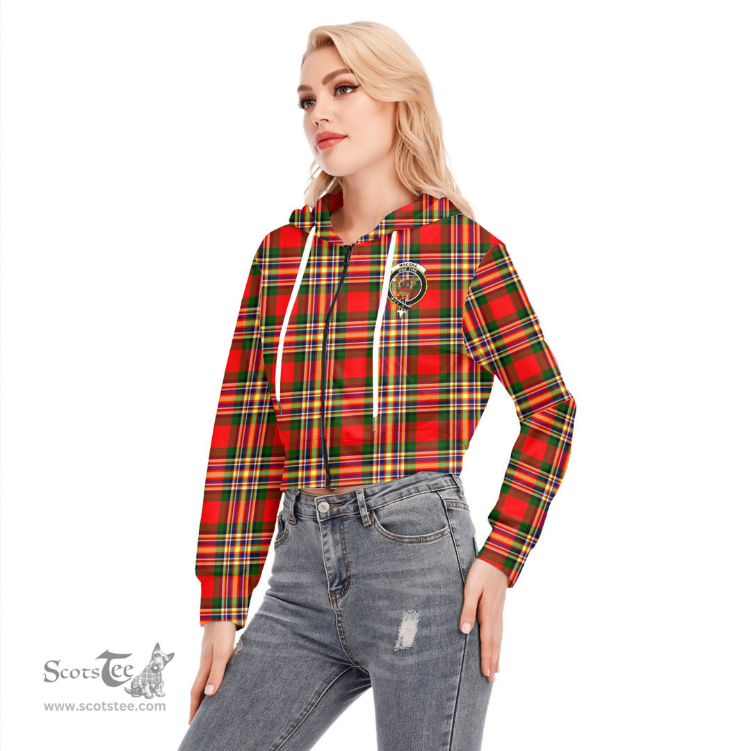 ScotsTee Shop Scottish MacGill Modern Clan Crest Tartan Womens Cropped Zip Up Hoodie