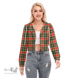 ScotsTee Shop Scottish MacLachlan Hunting Modern Clan Tartan Womens Cropped Zip Up Hoodie