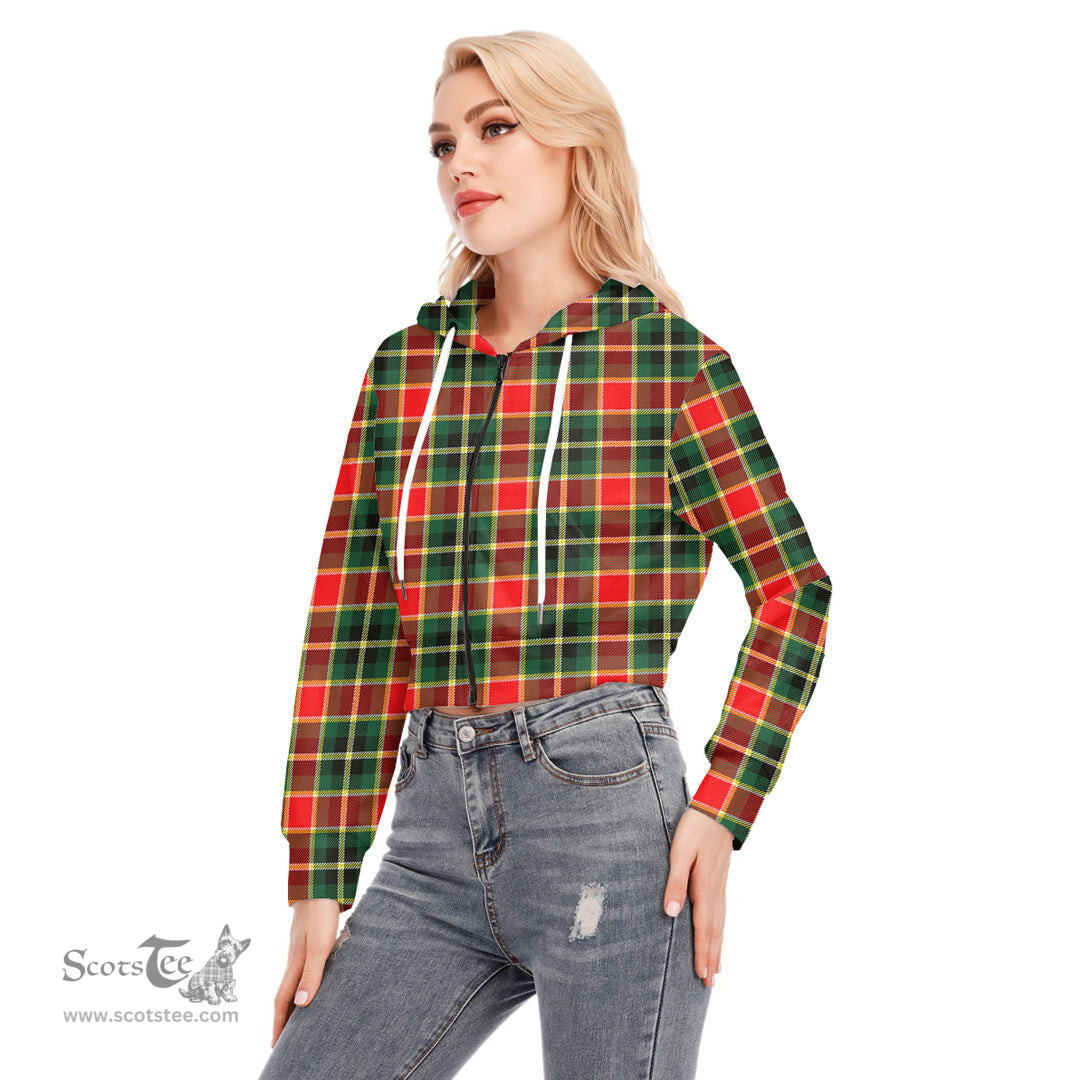 ScotsTee Shop Scottish MacLachlan Hunting Modern Clan Tartan Womens Cropped Zip Up Hoodie