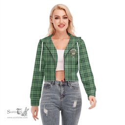 ScotsTee Shop Scottish MacDonald Lord of the Isles Hunting Clan Crest Tartan Womens Cropped Zip Up Hoodie