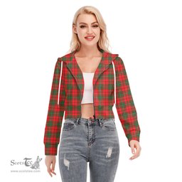 ScotsTee Shop Scottish MacAulay Modern Clan Tartan Womens Cropped Zip Up Hoodie