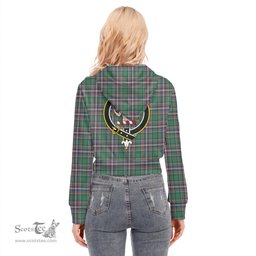 ScotsTee Shop Scottish MacFarlane Hunting Ancient Clan Crest Tartan Womens Cropped Zip Up Hoodie
