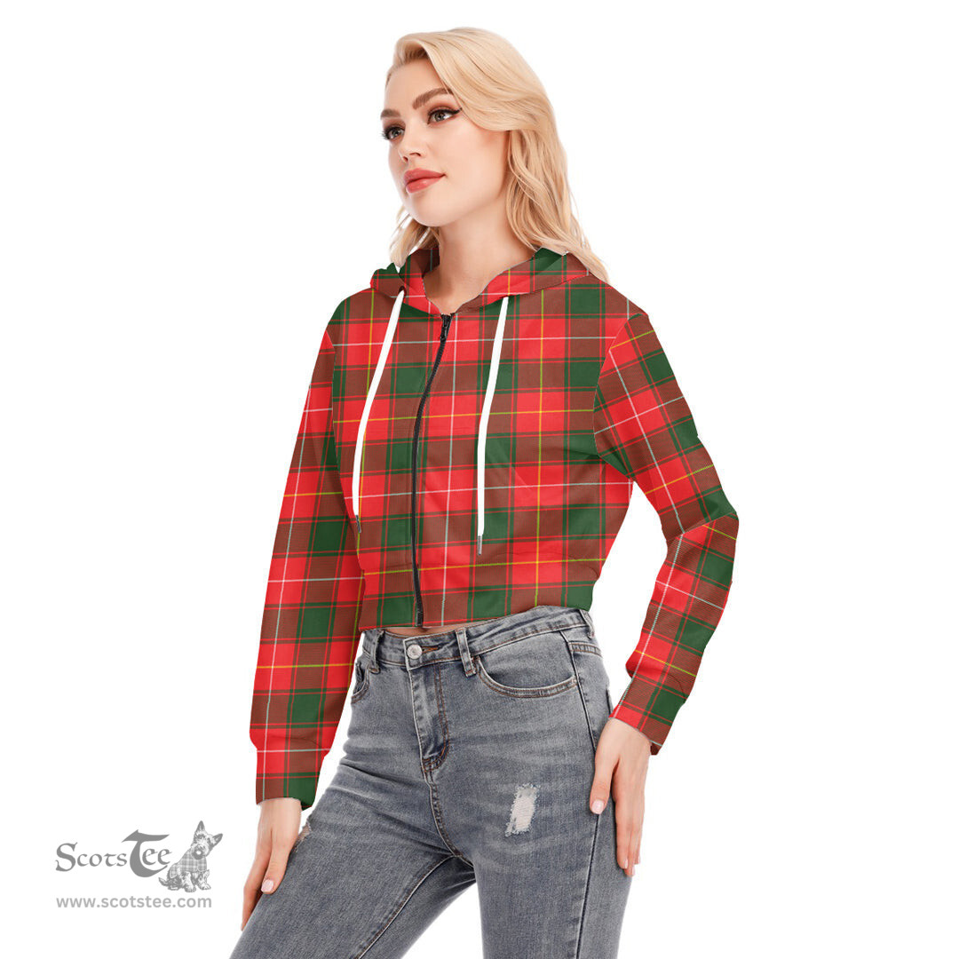 ScotsTee Shop Scottish MacFie Clan Tartan Womens Cropped Zip Up Hoodie
