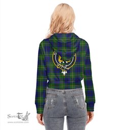 ScotsTee Shop Scottish Johnston Modern Clan Crest Tartan Womens Cropped Zip Up Hoodie
